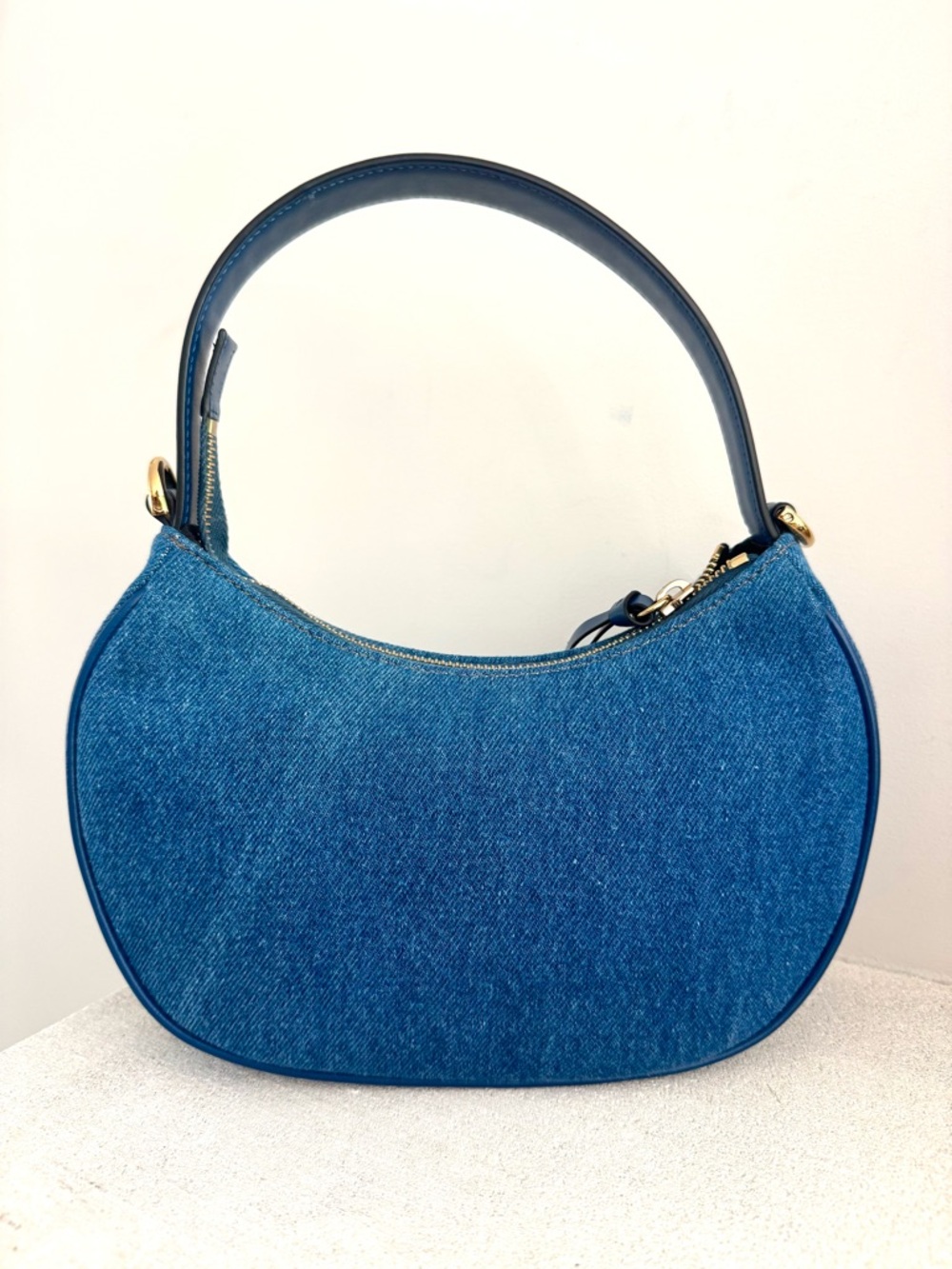 VERSACE NWT Denim Medusa Quilted 2-Way Shoulder Crossbody Bag Blue Gold - Picture 11 of 13